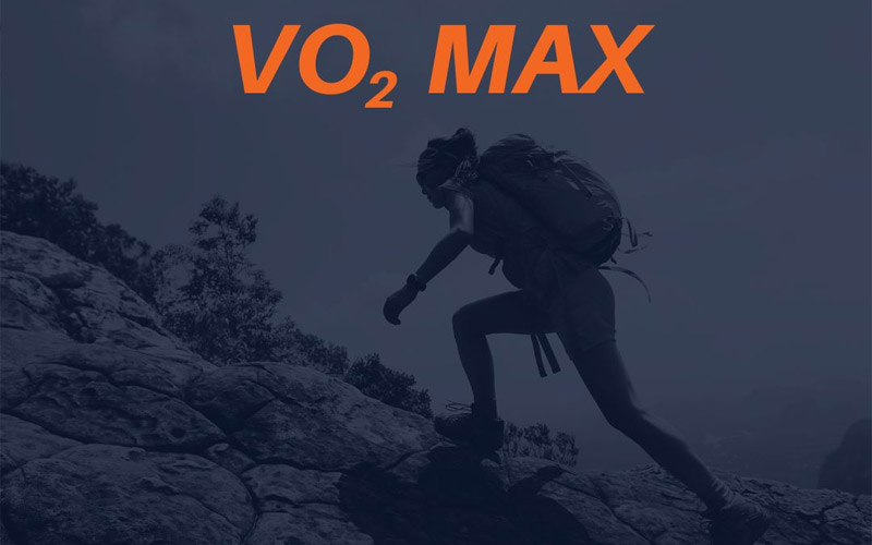 VO2 Max Title Card - Man hiking on a mountain trail.